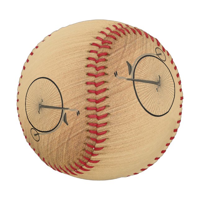 High-Wheel Antique Bicycle Rustic Baseball (Angled)