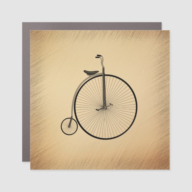 High-Wheel Antique Bicycle Rustic Car Magnet (Front)