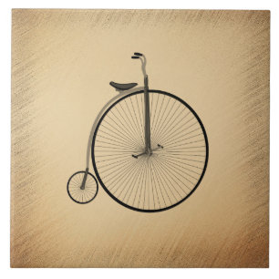 High-Wheel Antique Bicycle Rustic Ceramic Tile