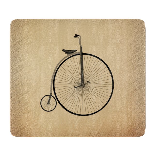 High-Wheel Antique Bicycle Rustic Cutting Board (Front)