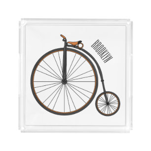 High wheel bicycle cartoon illustration acrylic tray