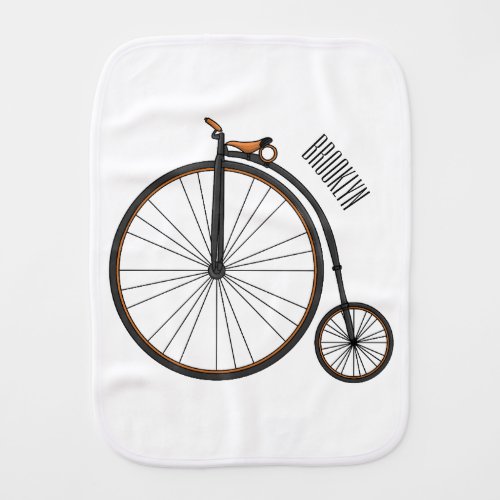 High wheel bicycle cartoon illustration  baby burp cloth