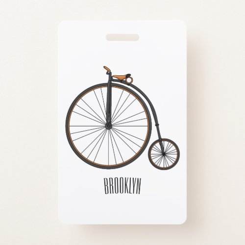 High wheel bicycle cartoon illustration  badge