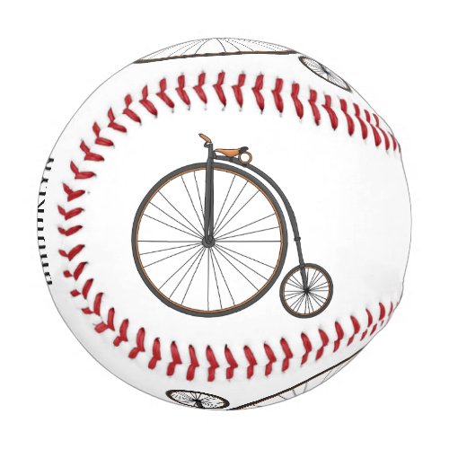 High wheel bicycle cartoon illustration  baseball