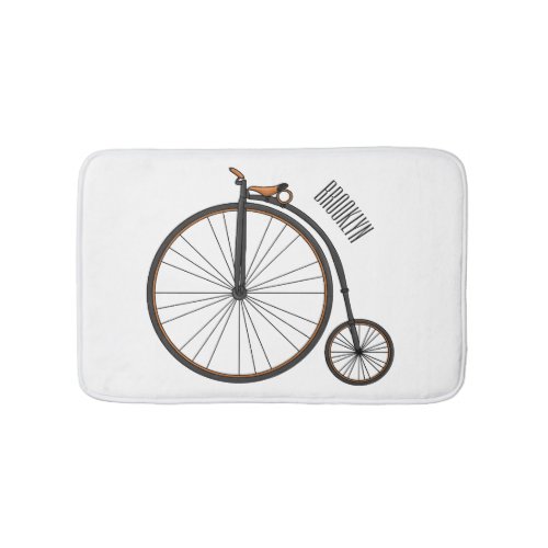 High wheel bicycle cartoon illustration  bath mat