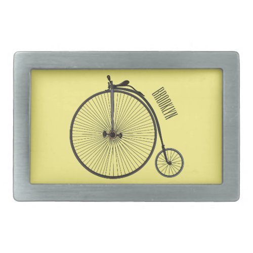 High wheel bicycle cartoon illustration belt buckle