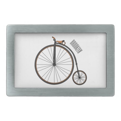 High wheel bicycle cartoon illustration  belt buckle