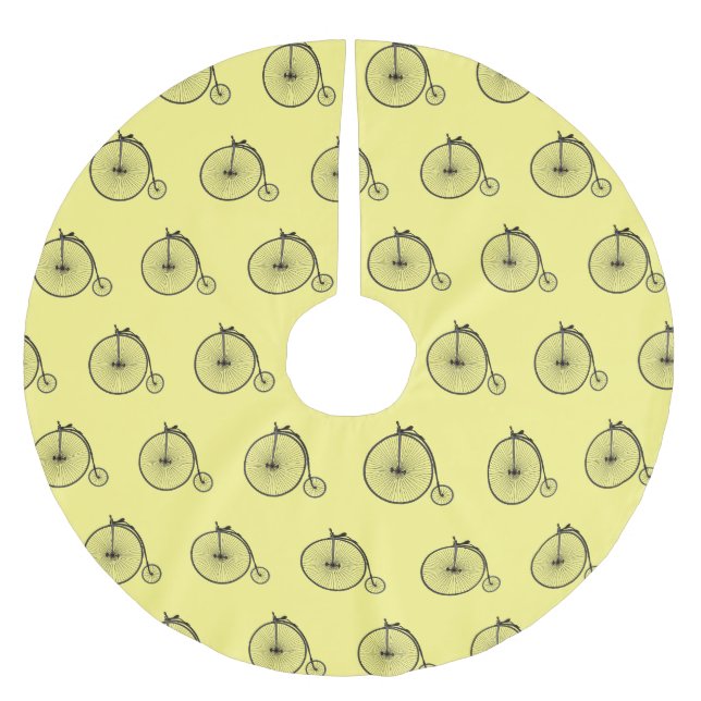 High wheel bicycle cartoon illustration brushed polyester tree skirt (Front)
