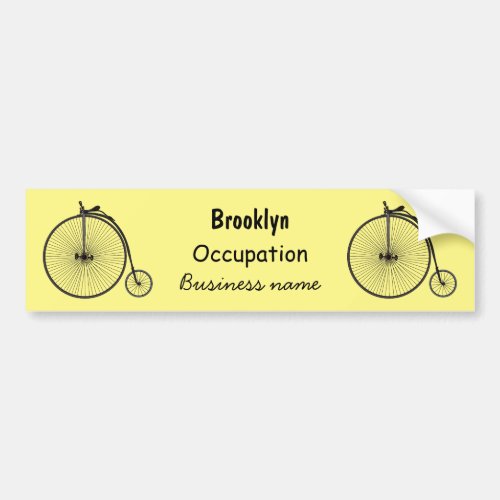 High wheel bicycle cartoon illustration bumper sticker