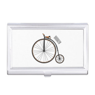 High wheel bicycle cartoon illustration business card case