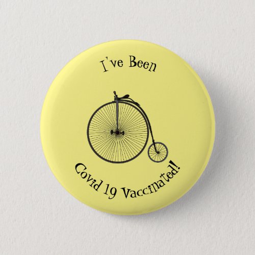 High wheel bicycle cartoon illustration button