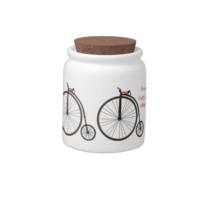 High wheel bicycle cartoon illustration  candy jar (Left)