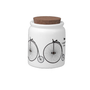 High wheel bicycle cartoon illustration candy jar