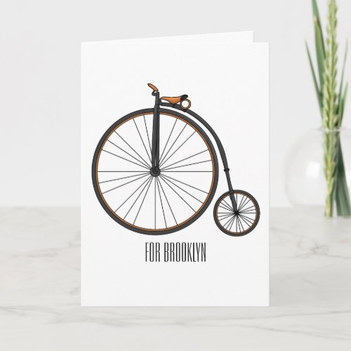 High wheel bicycle cartoon illustration  card