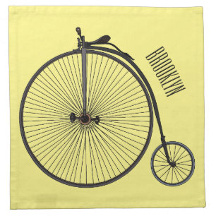 High wheel bicycle cartoon illustration cloth napkin