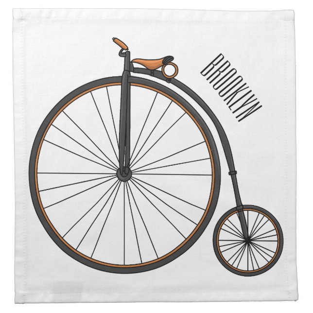 High wheel bicycle cartoon illustration  cloth napkin (Front)