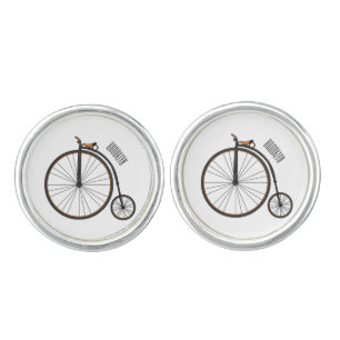 High wheel bicycle cartoon illustration cufflinks