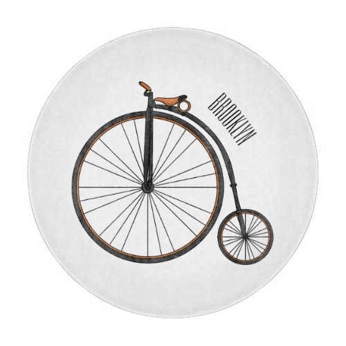 High wheel bicycle cartoon illustration cutting board
