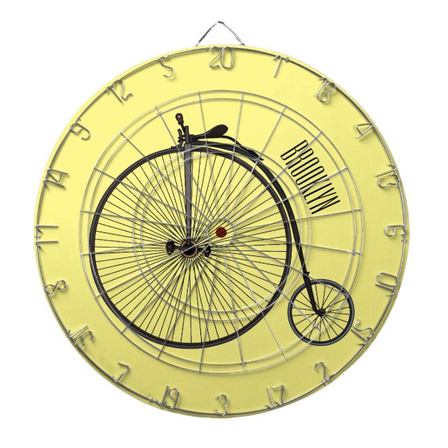 High wheel bicycle cartoon illustration dart board (Front)