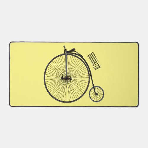 High wheel bicycle cartoon illustration desk mat