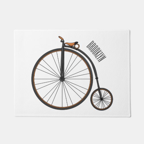 High wheel bicycle cartoon illustration  doormat