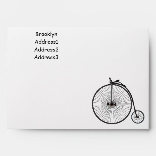 High wheel bicycle cartoon illustration envelope