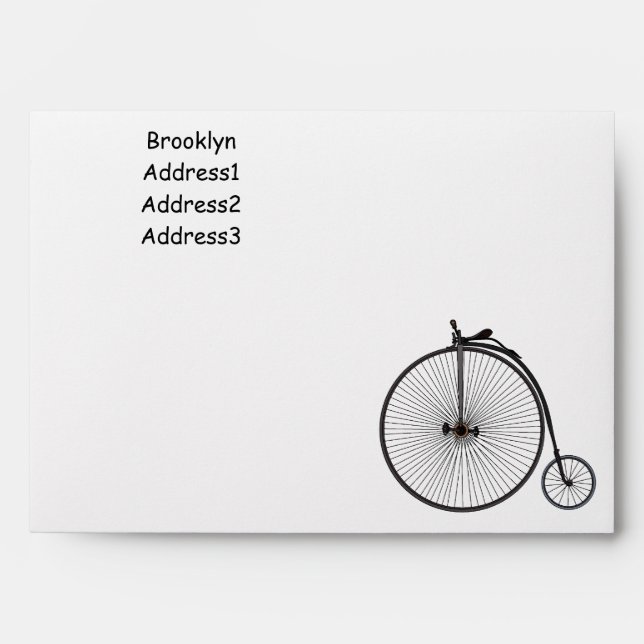 High wheel bicycle cartoon illustration envelope (Front)
