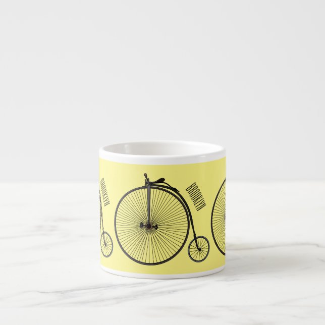 High wheel bicycle cartoon illustration espresso cup (Front)