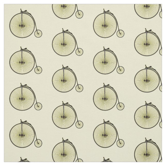 High wheel bicycle cartoon illustration fabric (Swatch)