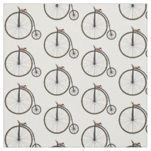 High wheel bicycle cartoon illustration  fabric