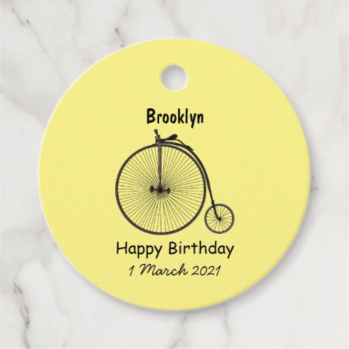 High wheel bicycle cartoon illustration favor tags