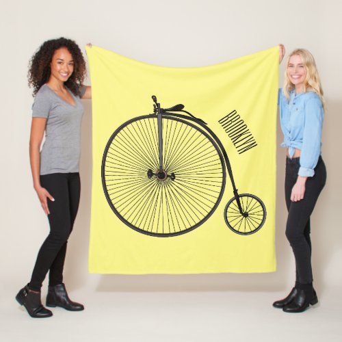 High wheel bicycle cartoon illustration fleece blanket