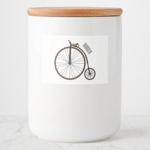 High wheel bicycle cartoon illustration food label