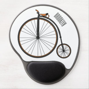 High wheel bicycle cartoon illustration gel mouse pad