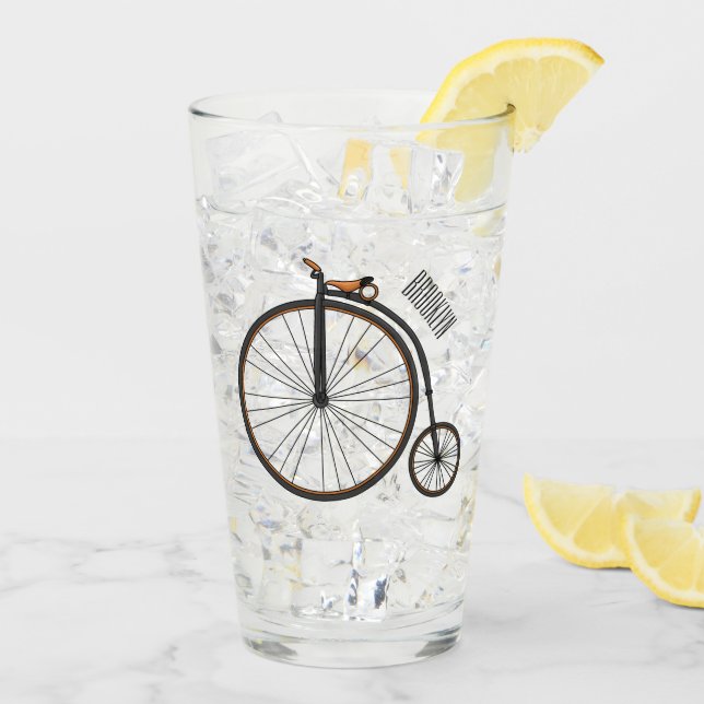 High wheel bicycle cartoon illustration glass (Back Ice)