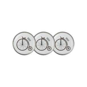 High wheel bicycle cartoon illustration golf ball marker