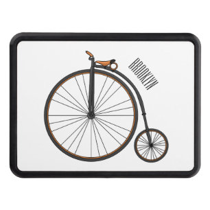High wheel bicycle cartoon illustration hitch cover