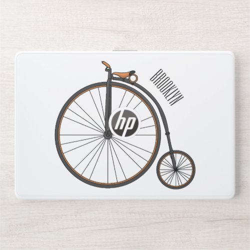 High wheel bicycle cartoon illustration HP laptop skin