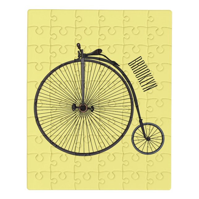 High wheel bicycle cartoon illustration jigsaw puzzle (Puzzle Vertical)