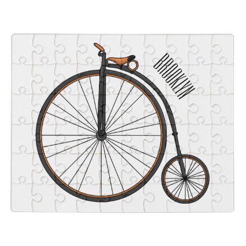 High wheel bicycle cartoon illustration jigsaw puzzle