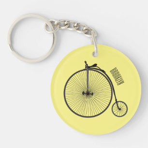 High wheel bicycle cartoon illustration keychain
