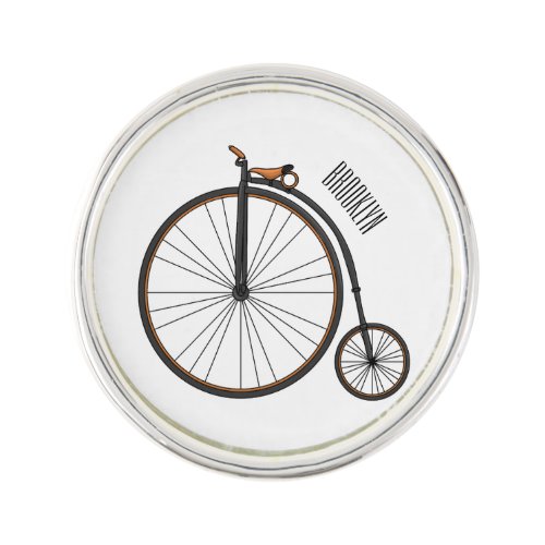 High wheel bicycle cartoon illustration  lapel pin