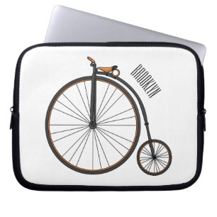 High wheel bicycle cartoon illustration laptop sleeve