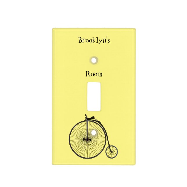 High wheel bicycle cartoon illustration light switch cover (Front)