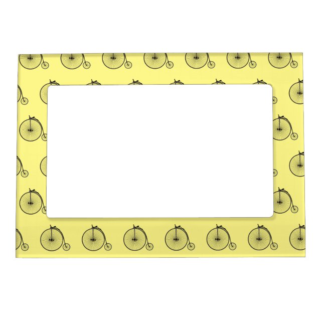 High wheel bicycle cartoon illustration magnetic frame (Front)