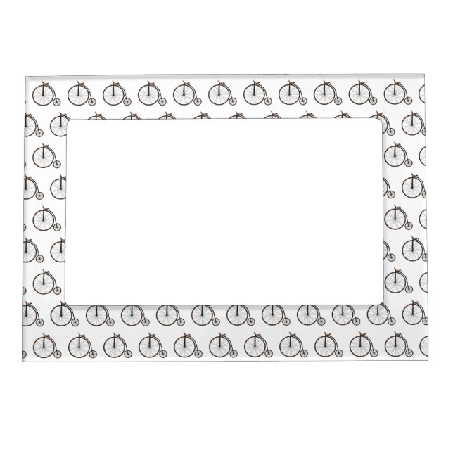 High wheel bicycle cartoon illustration magnetic frame (Front)
