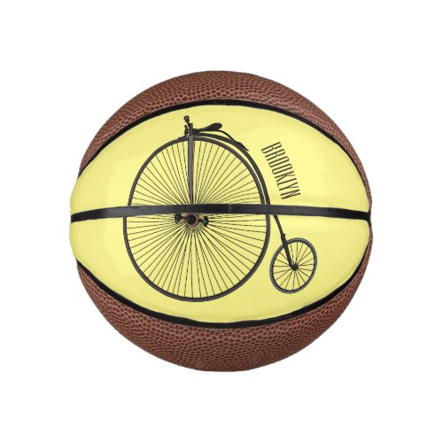 High wheel bicycle cartoon illustration mini basketball