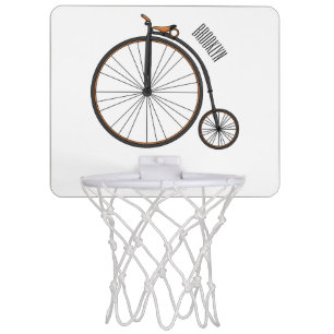 High wheel bicycle cartoon illustration mini basketball hoop
