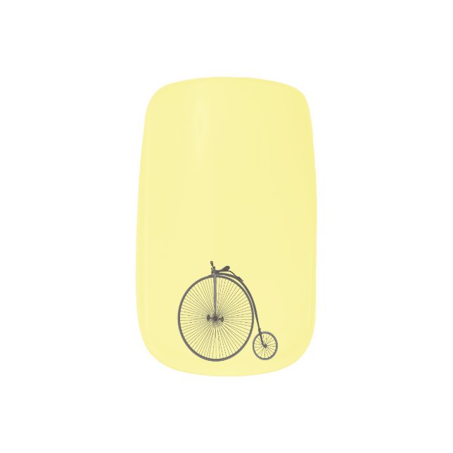 High wheel bicycle cartoon illustration minx nail art (Left Thumb)