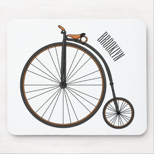 High wheel bicycle cartoon illustration mouse pad